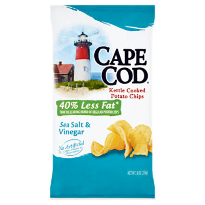 Cape Cod 40% Less Fat Sea Salt & Vinegar Kettle Cooked Potato Chips, 8 oz