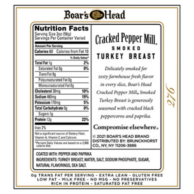Boar's Head Cracked Pepper Mill Smoked Turkey Breast