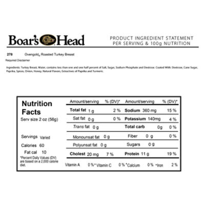Boar's Head Ovengold Turkey Breast