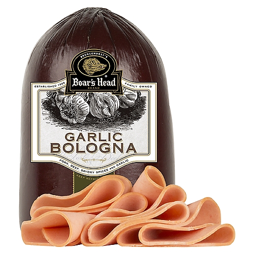 A flavorful twist on a classic blend, Boar's Head Garlic Bologna is crafted with pork and beef, seasoned with our traditional savory spices and accented with garlic.