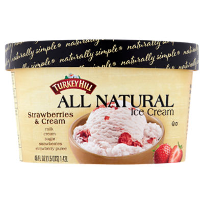 Turkey Hill All Natural Strawberries & Cream Ice Cream, 48 fl oz