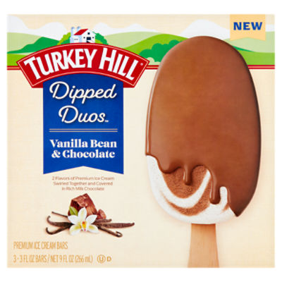 Turkey Hill Dipped Duos Vanilla Bean & Chocolate Premium Ice Cream Bars, 3 fl oz, 3 count