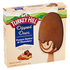 Turkey Hill Dipped Duos Peanut Butter & Chocolate Premium, Ice Cream Bars, 9 Fluid ounce