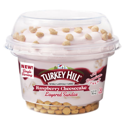 Turkey Hill Raspberry Cheesecake Layered Sundae Premium Ice Cream, 6.5