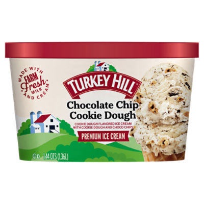 TURKEY HILL Chocolate Chip Cookie Dough Premium Ice Cream, 1.44 qt, 46 Fluid ounce