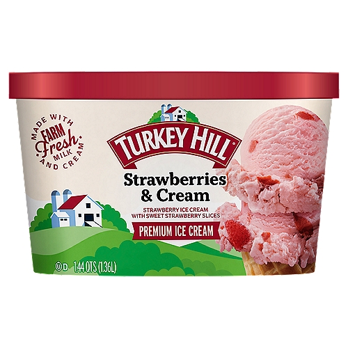 TURKEY HILL Strawberries & Cream Premium Ice Cream, 1.44 qts