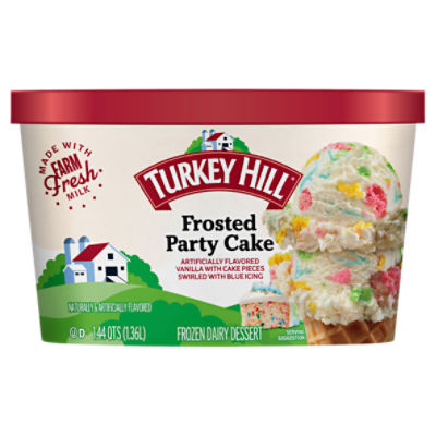 TURKEY HILL Frosted Party Cake Frozen Dairy Dessert, 1.44 qt, 46 Fluid ounce