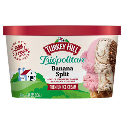 TURKEY HILL Trio'politan Banana Split Premium Ice Cream, 1.44 qts