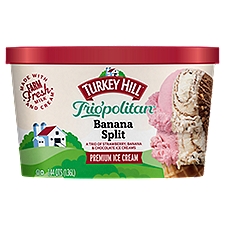 TURKEY HILL Trio'politan Banana Split Premium Ice Cream, 1.44 qts, 46 Fluid ounce