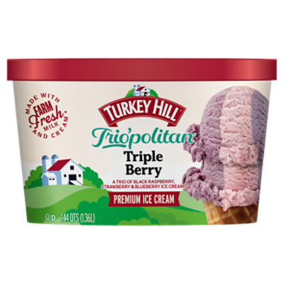 TURKEY HILL Trio'politan Triple Berry Premium Ice Cream, 1.44 qts