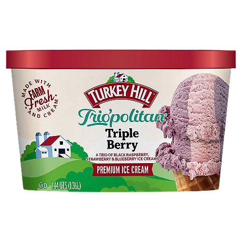 TURKEY HILL Trio'politan Triple Berry Premium Ice Cream, 1.44 qts