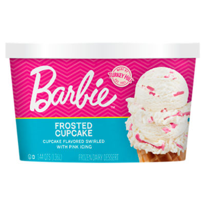 Barbie Frosted Cupcake Flavored Swirled with Pink Icing Frozen Dairy Dessert, 1.44 qts, 46 Fluid ounce