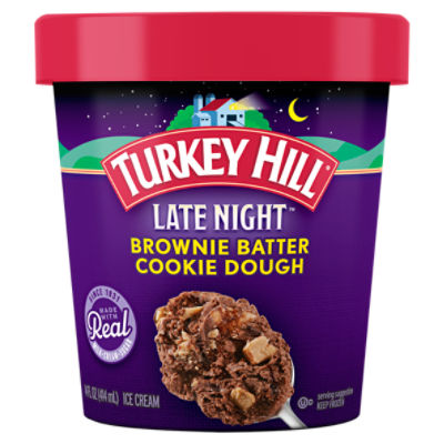 Turkey Hill Late Night Brownie Batter Cookie Dough Ice Cream, 14 fl oz, 14 Fluid ounce