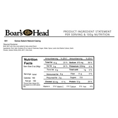 Boar's Head Natural Casing Genoa Salami