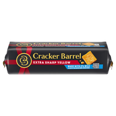 Cracker Barrel Extra Sharp Yellow Cheddar Cheese with 2% Milk, 8 oz Block