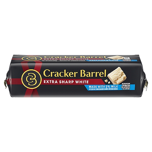 Cracker Barrel Extra Sharp White Reduced Fat Cheddar Cheese, 8 oz