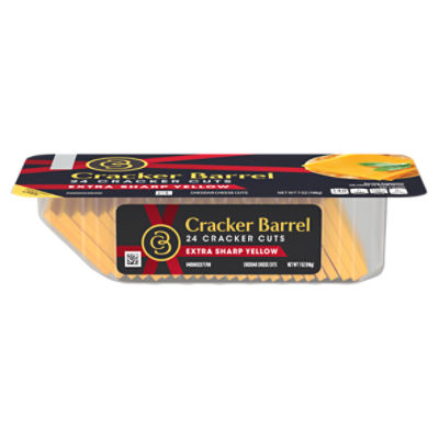 Cracker Barrel Extra Sharp Yellow Cheddar Cheese Cuts, 24 count, 7 oz