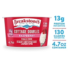 Breakstone's Cottage Doubles Lowfat Cottage Cheese & Raspberry Topping with 2% Milkfat, 4.7 oz Cup, 4.7 Ounce