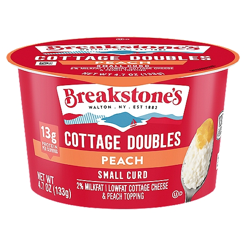 Breakstone's Cottage Doubles Small Curd Lowfat Cottage Cheese & Peach Topping, 4.7 oz