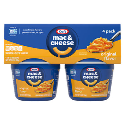 Kraft Original Mac & Cheese Macaroni and Cheese Dinner, 4 ct Pack, 2.05 oz Cups, 8.2 Ounce