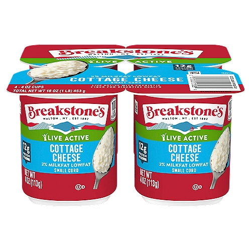 Breakstone's Live Active Lowfat Small Curd Cottage Cheese with 2% Milkfat, 4 oz, 4 count