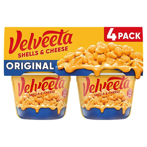Velveeta Original Microwaveable Shell Pasta & Cheese Sauce, 2.39 oz, 4 count