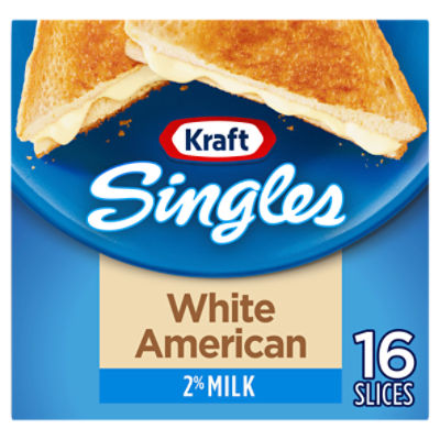 Kraft Singles White American Cheese Slices with 2% Milk, 16 ct Pack, 10.7 Ounce