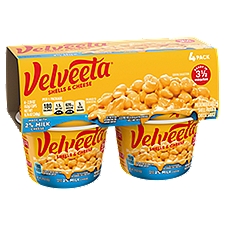 Velveeta Shells & Cheese Microwavable Shell Pasta & Cheese Sauce with 2% Milk Cheese, 4 ct Pack, 2.19 oz Cups