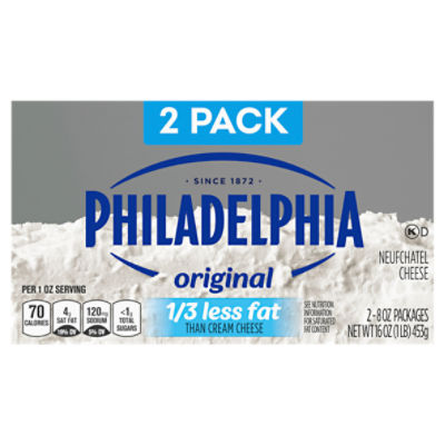 Philadelphia Neufchatel Cheese with 1/3 Less Fat than Cream Cheese, 2