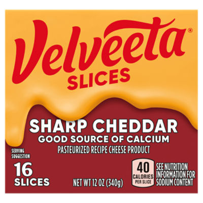 Velveeta Slices Sharp Cheddar Cheese, 16 count, 12 oz ShopRite