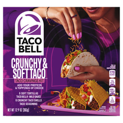 Taco Bell Crunchy & Soft Taco Dinner Kit with 6 Soft Tortillas, 6