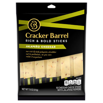 Cracker Barrel Rich & Bold Jalapeno White Cheddar Cheese Snacks, 10 ct Sticks