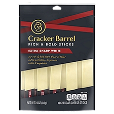 Cracker Barrel Rich & Bold Extra Sharp White Cheddar Cheese Snacks, 10 ct Sticks, 7.5 Ounce