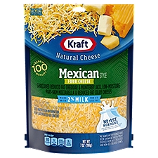 Kraft Mexican Style, Four Cheese, 7 Ounce