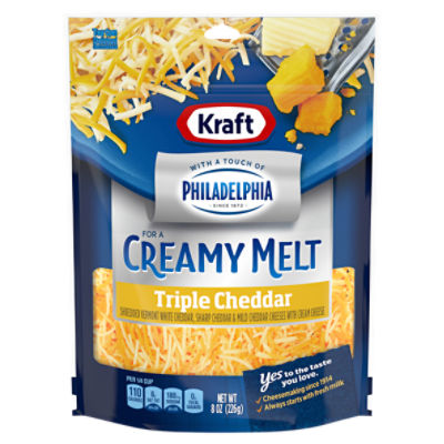 Kraft Triple Cheddar Creamy Melt Shredded Cheese, 8 oz