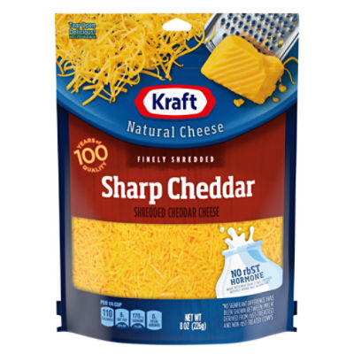 Kraft Finely Shredded Sharp Cheddar Cheese, 8 oz