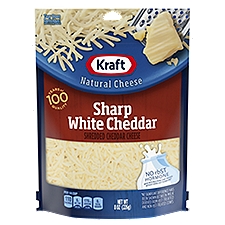 Kraft Sharp White Cheddar Shredded, Cheese, 8 Ounce
