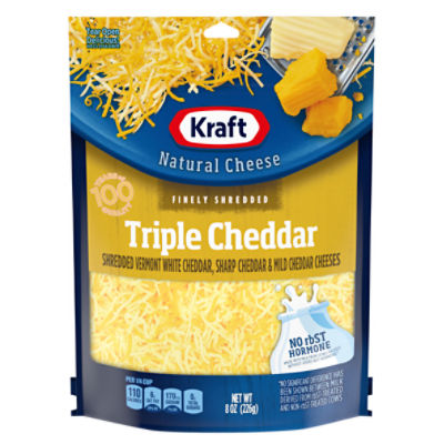 Kraft Finely Shredded Triple Cheddar Cheese, 8 oz