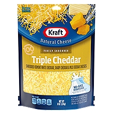 Kraft Finely Shredded Triple Cheddar, Cheese, 8 Ounce