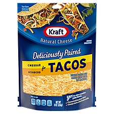 Kraft Deliciously Paired Shredded Cheddar and Asadero Cheeses with Taco Seasoning for Tacos, 8 oz, 8 Ounce