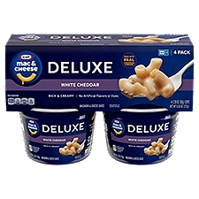 Kraft Deluxe White Cheddar Macaroni & Cheese Easy Microwavable Dinner, 4 ct Pack, 2.39 oz Cups