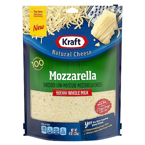 Kraft Mozzarella Natural Cheese, 8 oz
Shredded Low-Moisture Mozzarella Cheese