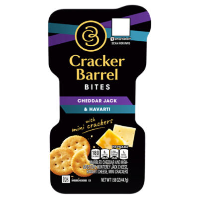 Cracker Barrel Cheddar Jack & Havarti with Mini Crackers Bites, 1.58 oz, 1.58 Ounce