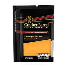 Cracker Barrel Wisconsin Extra Sharp Yellow Cheddar Cheese Slices, 8 count, 8 oz
