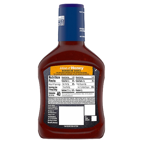 Kraft Hint Of Honey Barbecue Sauce 17 5 Oz