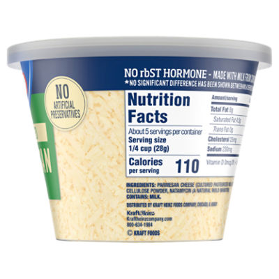 Kraft Parmesan Cheese Nutrition Label