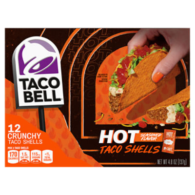 Taco Bell Hot Seasoned Flavored Crunchy Taco Shells, 12 count, 4.8 oz, 4.8 Ounce