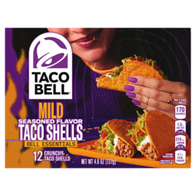 Taco Bell Mild Seasoned Flavor Taco Shells, 12 count, 4.8 oz, 4.8 Ounce