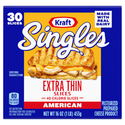 Kraft Singles American Extra Thin Cheese Slices, 30 count, 16 oz ShopRite