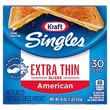 Kraft Singles American Extra Thin Cheese Slices, 30 count, 16 oz